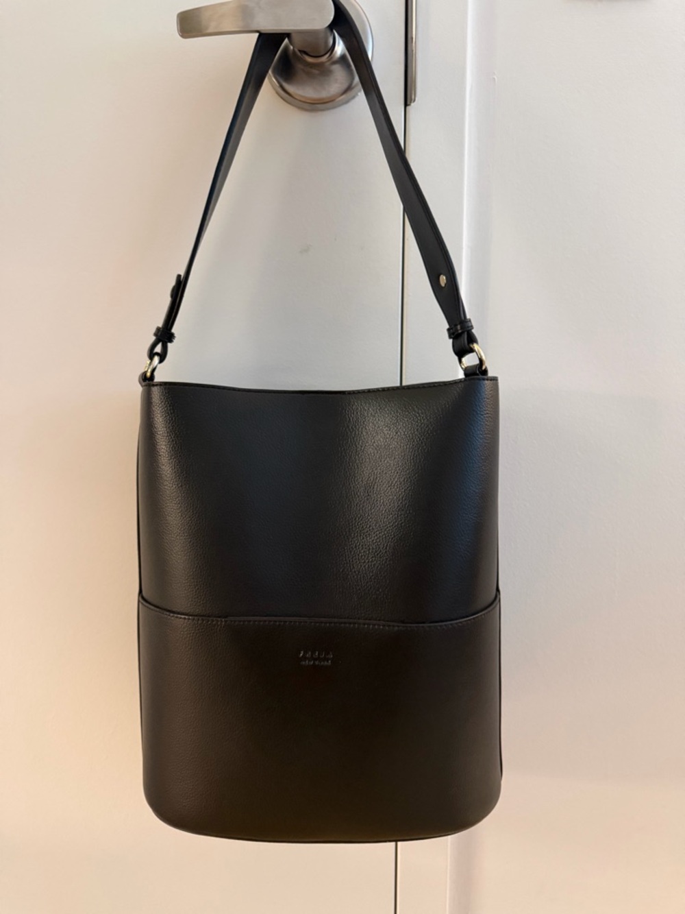 Freja Tall Tote Black Vegan Leather Work Bag